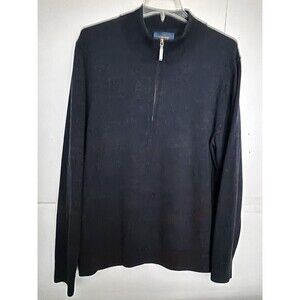 Fairlane Men's Sweater 100% Merino Wool Large Blue High Neck Pullover